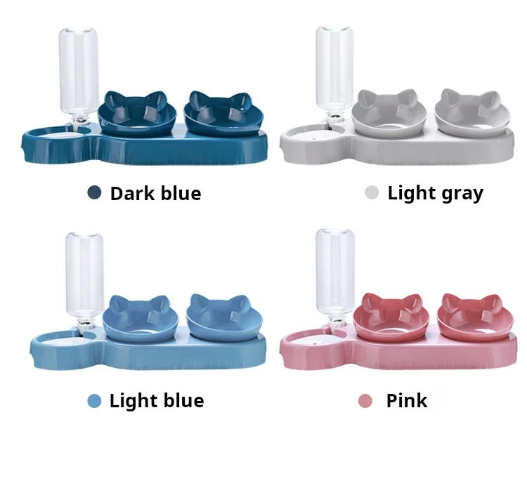 3-in-1 Tilted Pet Bowl Set with Water Feeder