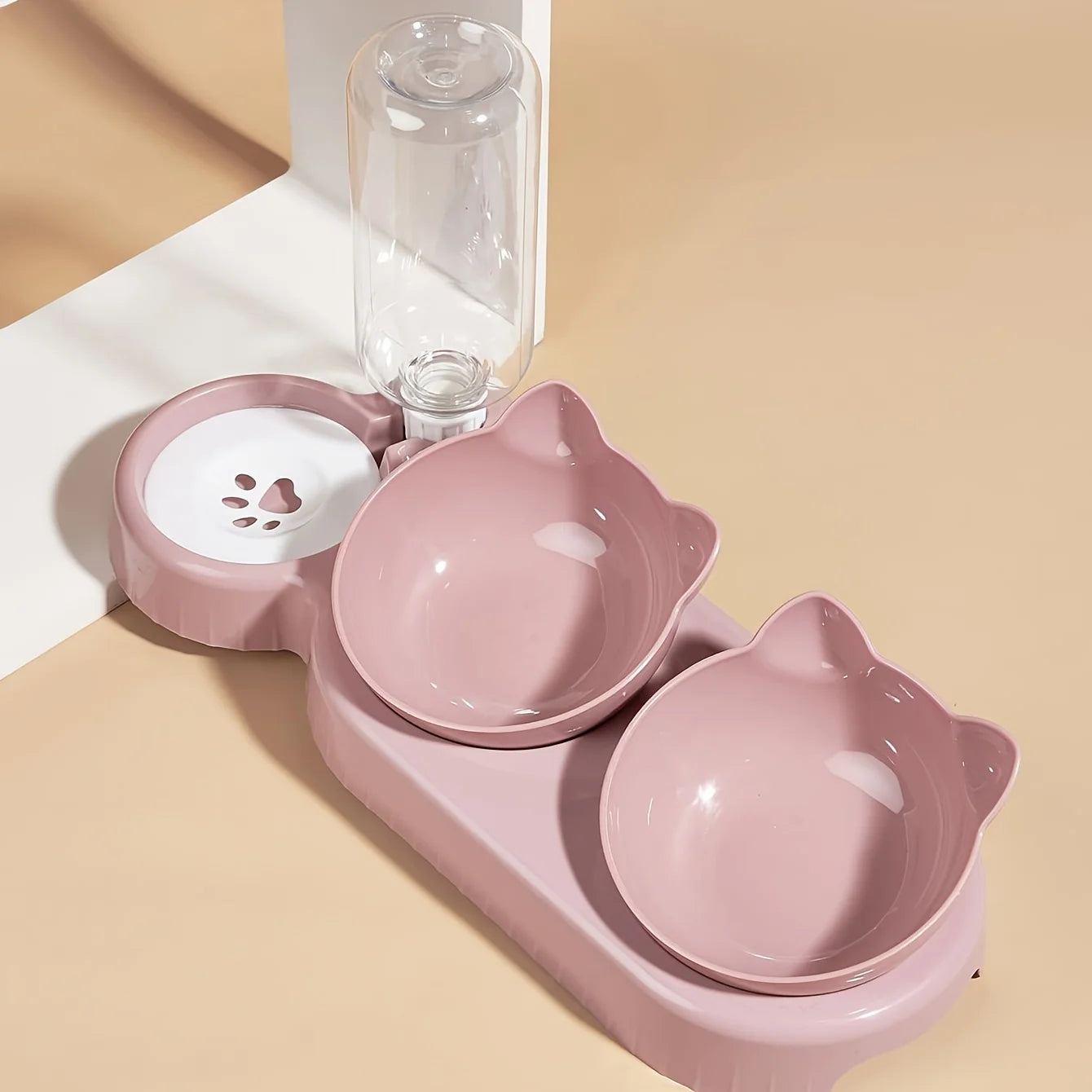3-in-1 Tilted Pet Bowl Set with Water Feeder