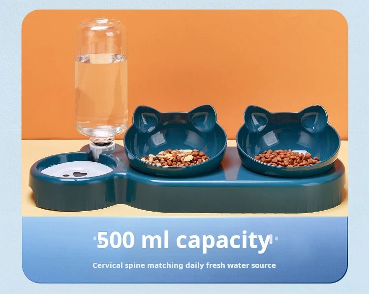3-in-1 Tilted Pet Bowl Set with Water Feeder