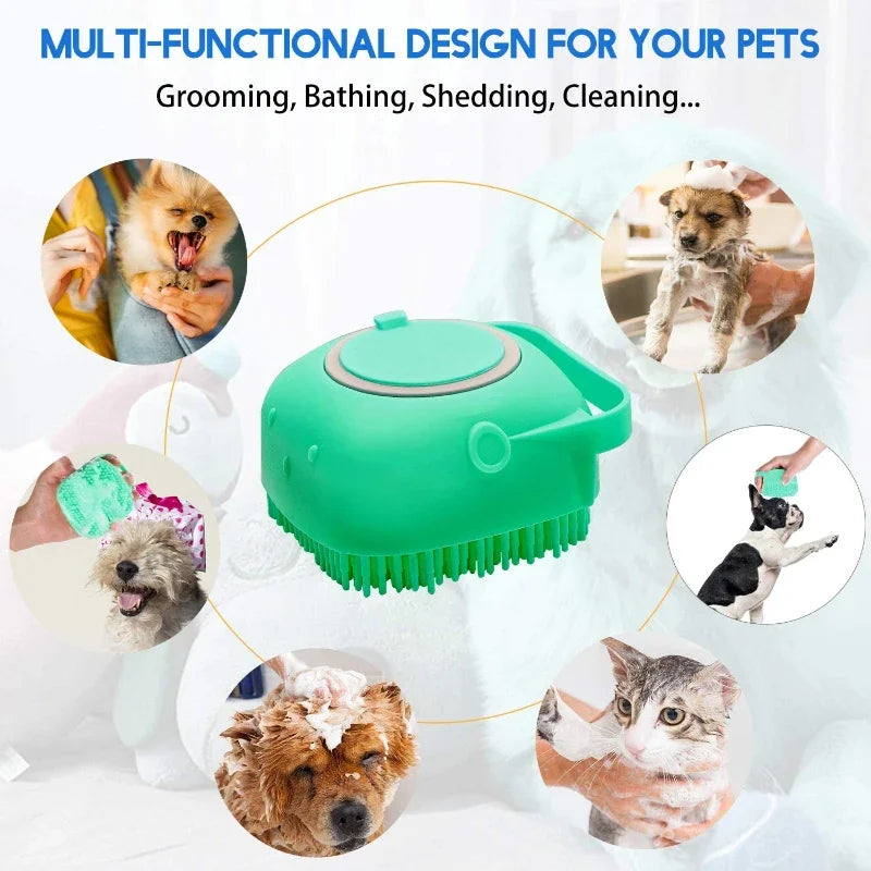 🛁 Pet Shampoo Brush & Bath Scrubber