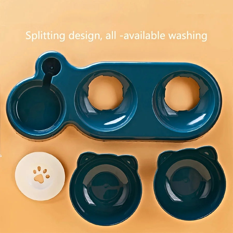 3-in-1 Tilted Pet Bowl Set with Water Feeder