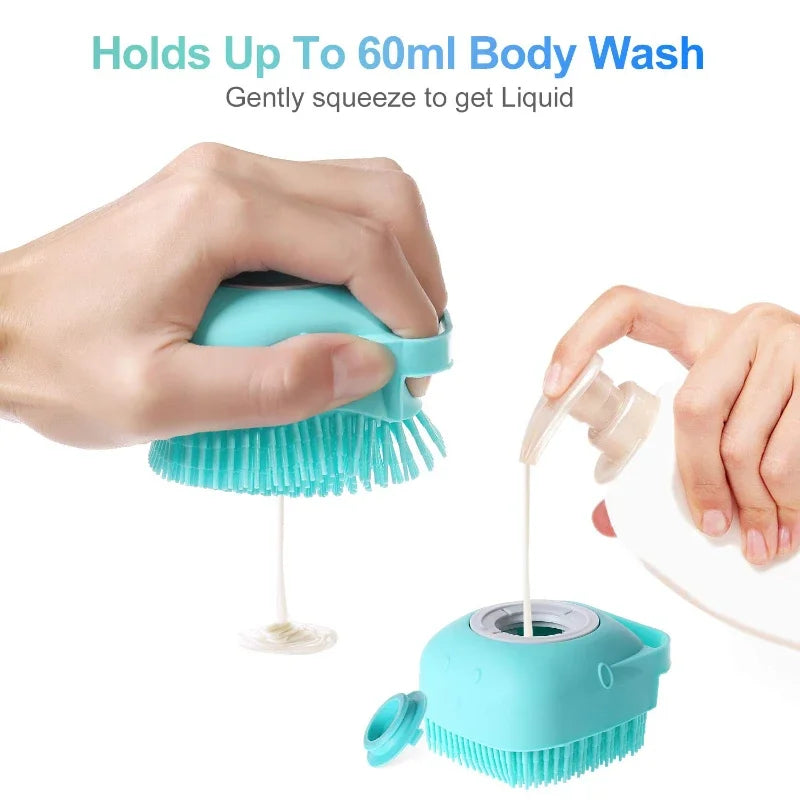 🛁 Pet Shampoo Brush & Bath Scrubber